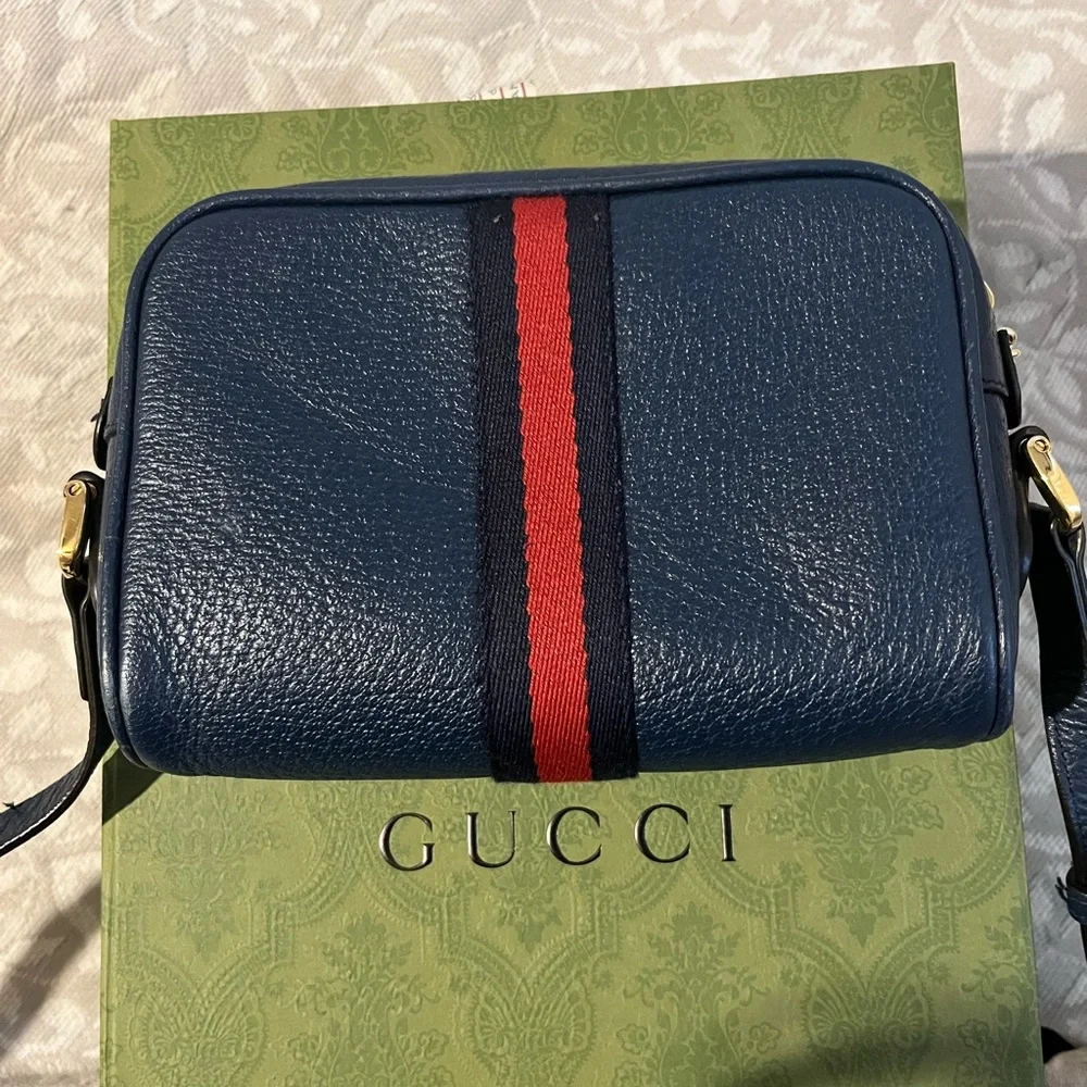 Gucci Blue Crossbody Bag with Red and Black Stripe - Picture 4 of 10